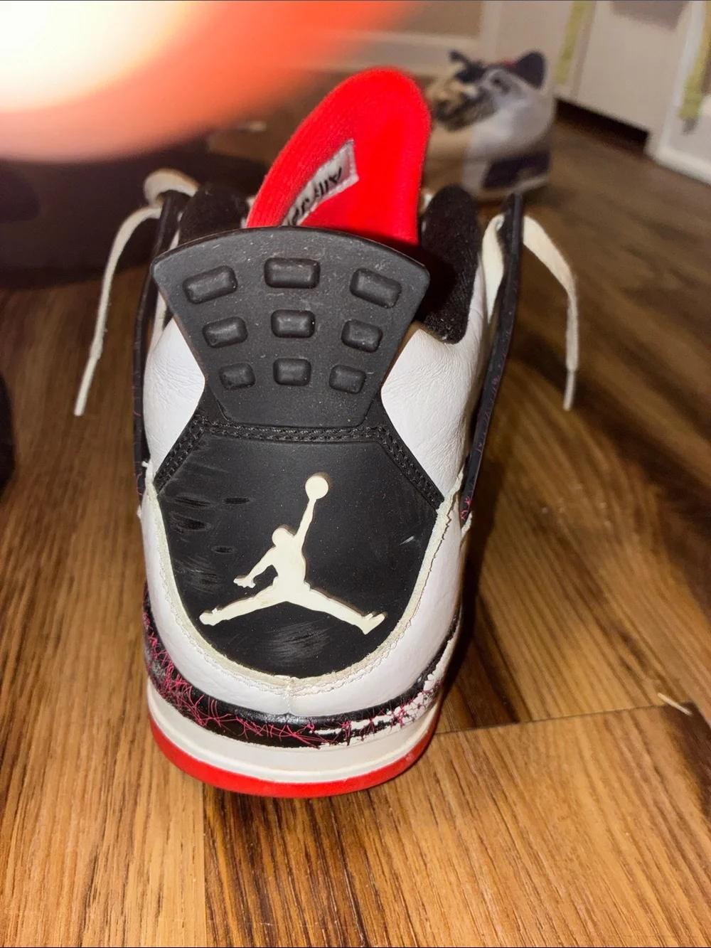Jordan Kids White Black Red Retro Basketball Sneakers